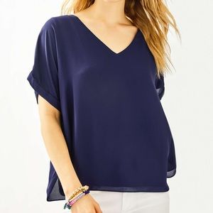 Lilly Pulitzer Casden Top True Navy NWT